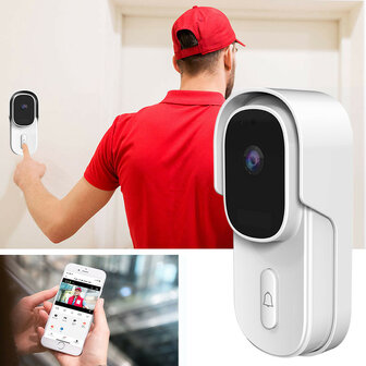 Video deurbel voor buitengebruik met Full HD camera infrarood nachtzicht en IP65 waterdicht
