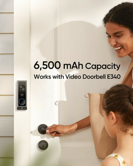 Oplaadbare batterypack voor Eufy Deurbel Dual Camera E340 met USB laadkabel zwart plastic en Wi Fi 24GHz voor continue stroomvoorziening