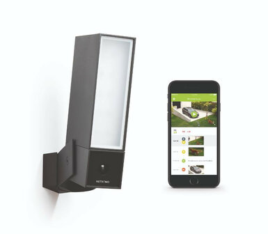 Outdoor beveiligingscamera voor buiten met draadloze wifi bediening infrarood nachtzicht en schijnwerper voor muurmontage