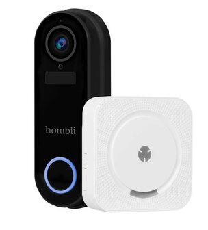 Slimme deurbel voor voordeur met wifi verbinding en antidiefstal alarm zwart kunststof