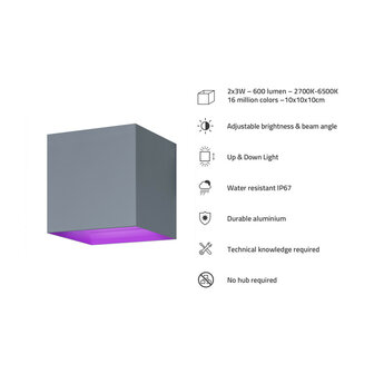 Outdoor wandverlichting voor buiten met Bluetooth bediening verstelbare lichtbundel
