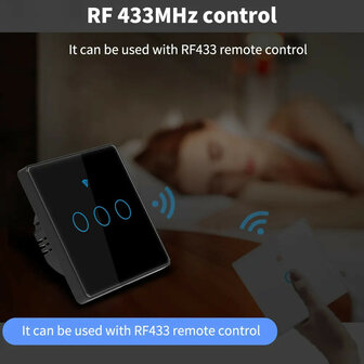 Smart WiFi Touch Lichtschakelaar domotica systeem met 3 knoppen en gehard glazen paneel