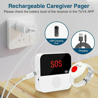 SOS-Alarm-Set inklusive wei&szlig;er Uhr f&uuml;r Senioren (inkl. externem Display)