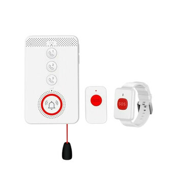 SOS Alarmset voor binnenhuis met 4G simkaart en waterdichte knop met visueel en hoorbaar alarm