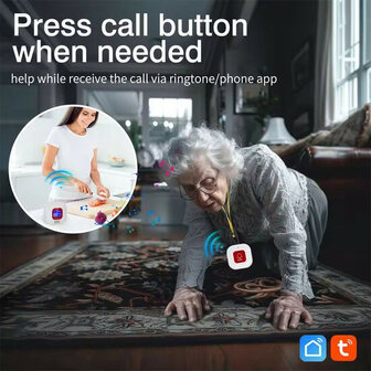 SOS Alarmset voor binnenhuis met 4G simkaart en waterdichte knop met visueel en hoorbaar alarm