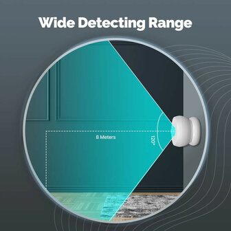 Zigbee Bewegingssensor voor smart home met 120 graden detectiehoek en 8 meter bereik inclusief gateway