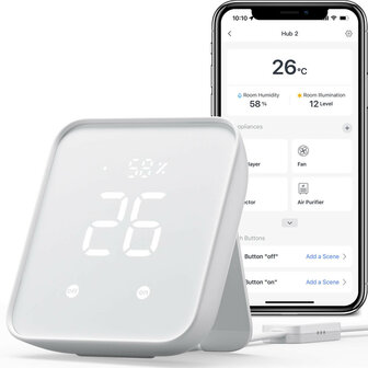 Switchbot Hub V2 voor bediening van tot 100 apparaten met temperatuur vocht en lichtsensor binnengebruik