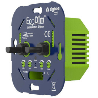 Smart rotary dimmer voor Zigbee systemen met dubbele kanaalbediening en inbouw montage kunststof blauw geschikt voor led en halogeen lampen