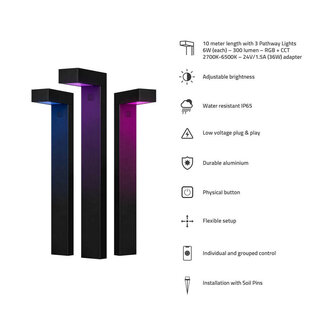 Outdoor pad verlichting starterkit voor tuin met Bluetooth bediening laagvoltage veiligheid en aluminium behuizing