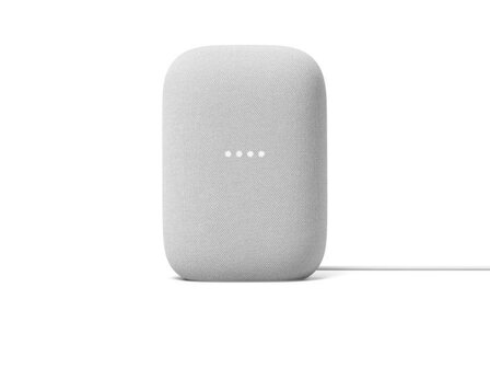 Slimme speaker voor Google Home met krachtige audio privacy schakelaar en stereo koppelbaar kunststof staand model chalk