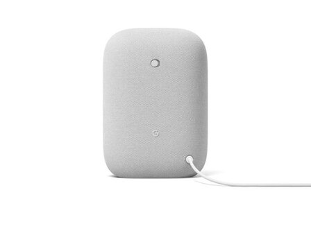Slimme speaker voor Google Home met krachtige audio privacy schakelaar en stereo koppelbaar kunststof staand model chalk