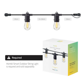 Smart outdoor lightstring uitbreiding voor buitenverlichting met 10 dimbare warm witte lampen