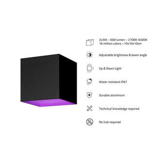 Outdoor wandverlichting voor buiten met Bluetooth bediening verstelbare lichtbundel