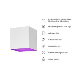 Outdoor wandverlichting voor buiten met bluetooth bediening verstelbare lichtbundel