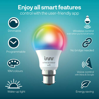 Innr ledlamp voor smart home met kleur en wit licht dimbaar E27 fitting