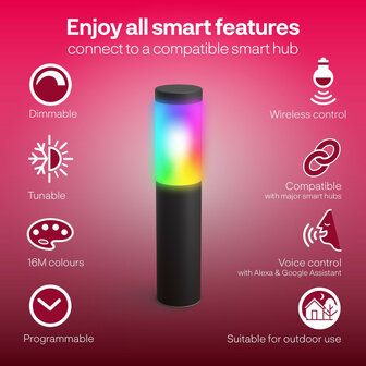 Outdoor sokkellamp uitbreiding voor Innr OPL 130 systeem met kleur sokkel laagspanning en vaste spot geschikt voor buitenverlichting Zigbee 3 0 Philips Hue zwart