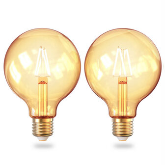 Globe filament lamp voor wifi systeem met vintage lichtkleur en grote fitting E27 2 stuks