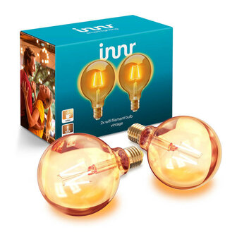 Globe filament lamp voor wifi systeem met vintage lichtkleur en grote fitting E27 2 stuks