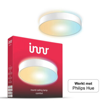 Plafondlamp voor slimme verlichting met Zigbee 3 0 dimfunctie tot 025 procent metalen behuizing ronde vorm wit E27 fitting