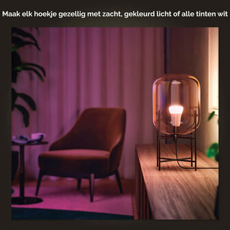 Lamp voor binnenverlichting met E27 fitting en kleurinstelling via Zigbee en Bluetooth