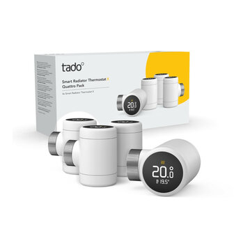 Slimme radiatorknop voor verwarming met draadloze bediening en temperatuurregeling compatible met Tado app en spraakassistenten wit kunststof