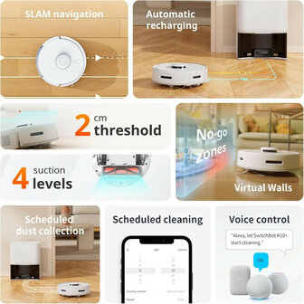 Switchbot Mini Robotstofzuiger voor nauwkeurig schoonmaken met LIDAR navigatie en dweilfunctie