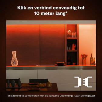 Ledstrip voor verlichting met Zigbee Bluetooth bediening en koppelstuk kleur Philips Hue 1 meter