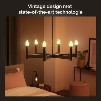 Filament lamp voor slimme verlichting met E14 fitting warm wit licht Bluetooth en Zigbee 2 stuks glas