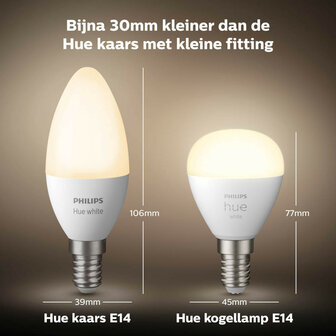 Kogellamp voor slimme verlichting met E14 fitting warm wit licht dimbaar Bluetooth Zigbee 3.0 per 2 stuks kunststof