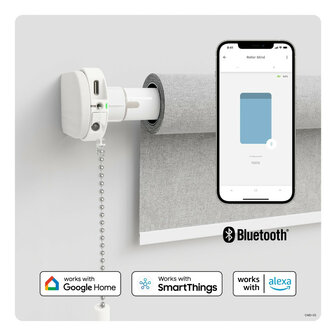 Rolgordijnmotor voor retrofit montage met Bluetooth bediening en app integratie wit plastic