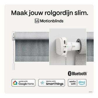 Rolgordijnmotor voor retrofit montage met Bluetooth bediening en app integratie wit plastic
