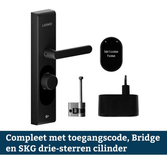 Smart slot voor deur met app bediening en SKG certificatie zwart RVS materiaal