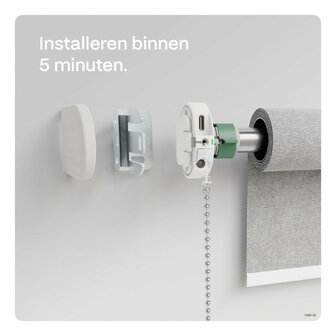 Rolgordijnmotor voor automatische bediening met 433Mhz en app integratie wit kunststof geschikt voor bestaande rolgordijnen vanaf 57 centimeter breed