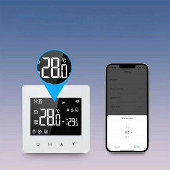 Thermostaat voor CV installatie met Zigbee connectiviteit en touchscreen bediening