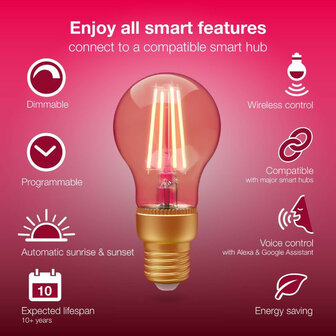 Filament lamp voor slimme verlichting met Zigbee 3 0 traploos dimbaar warm licht E27 fitting