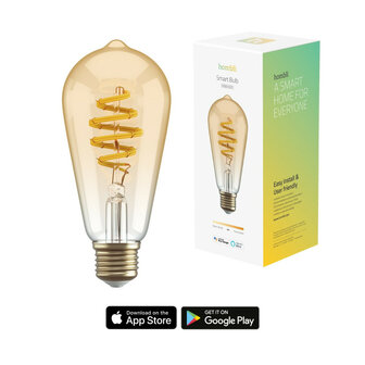 Slimme filament lamp voor binnenverlichting met wifi bediening en amberkleurig glas