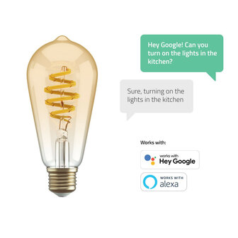 Slimme filament lamp voor binnenverlichting met wifi bediening en amberkleurig glas