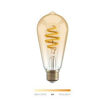 Slimme filament lamp voor binnenverlichting met wifi bediening en amberkleurig glas