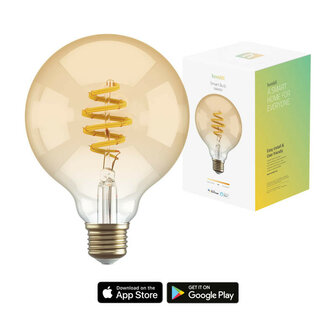 Smart lamp voor verlichting met wifi systeem en amberkleurige filament globe