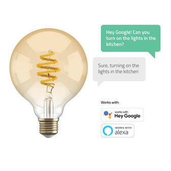 Smart lamp voor verlichting met wifi systeem en amberkleurige filament globe