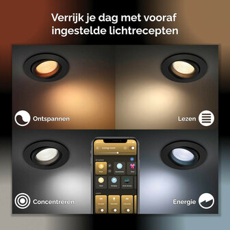 Inbouwspot voor slimme verlichting met Zigbee Bluetooth en verwisselbare spots zwart 3 stuks