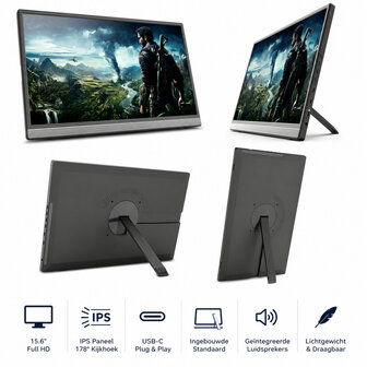 Draadloze Monitor 15,6 inch met Accu voor Laptop iPhone Android Zonder Kabels