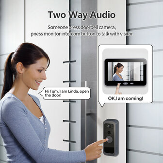 Video intercom voor deur met Wifi en bewegingsdetectie