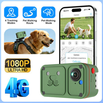 Gps hondenhalsband met camera + tracking met real time locatie en waterdichtheid IP66
