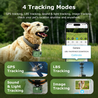 Gps hondenhalsband met camera + tracking met real time locatie en waterdichtheid IP66