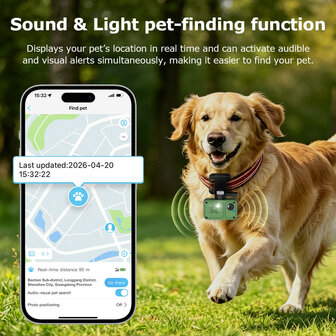 Gps hondenhalsband met camera + tracking met real time locatie en waterdichtheid IP66