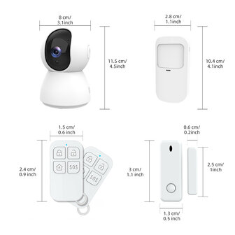 Alarmsysteem voor huisbeveiliging met Camera, PIR bewegingssensor en afstandsbediening