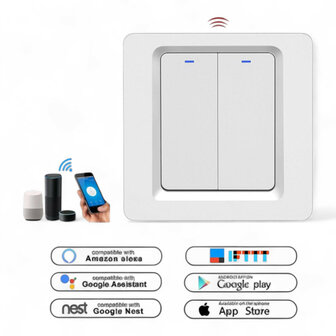 Smart Zigbee Light Switch White 2-buttons