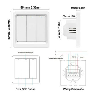 Smart Zigbee Light Switch White 2-buttons