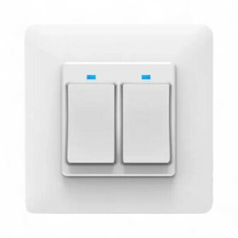 Slimme WiFi 2-voudige inbouw schakelaar voor bestaande schakelaars met controleverlichting en app bediening (wit)
